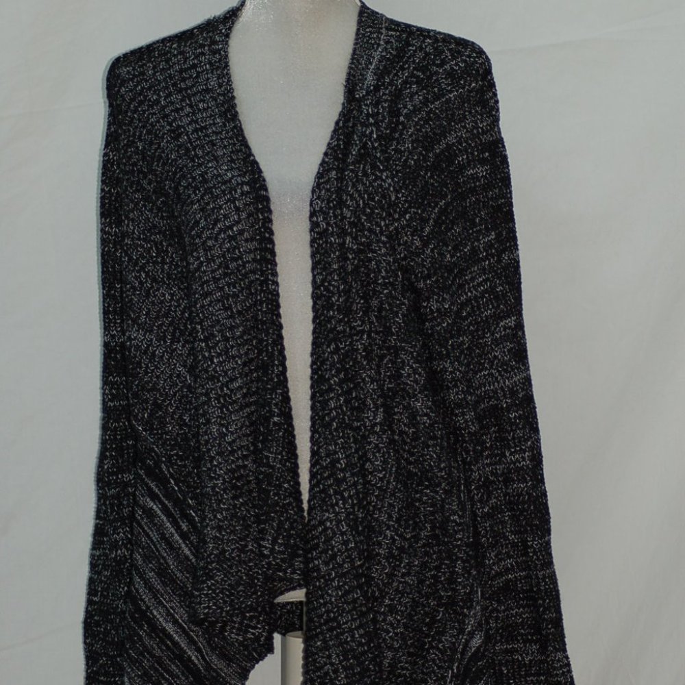 Style & Co Sweater Marl Drape Cardigan Black LARGE